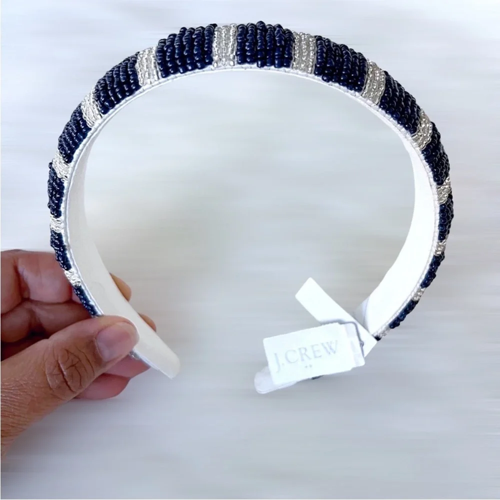 J. Crew Elegant Blue and White Puffy Beaded Headband